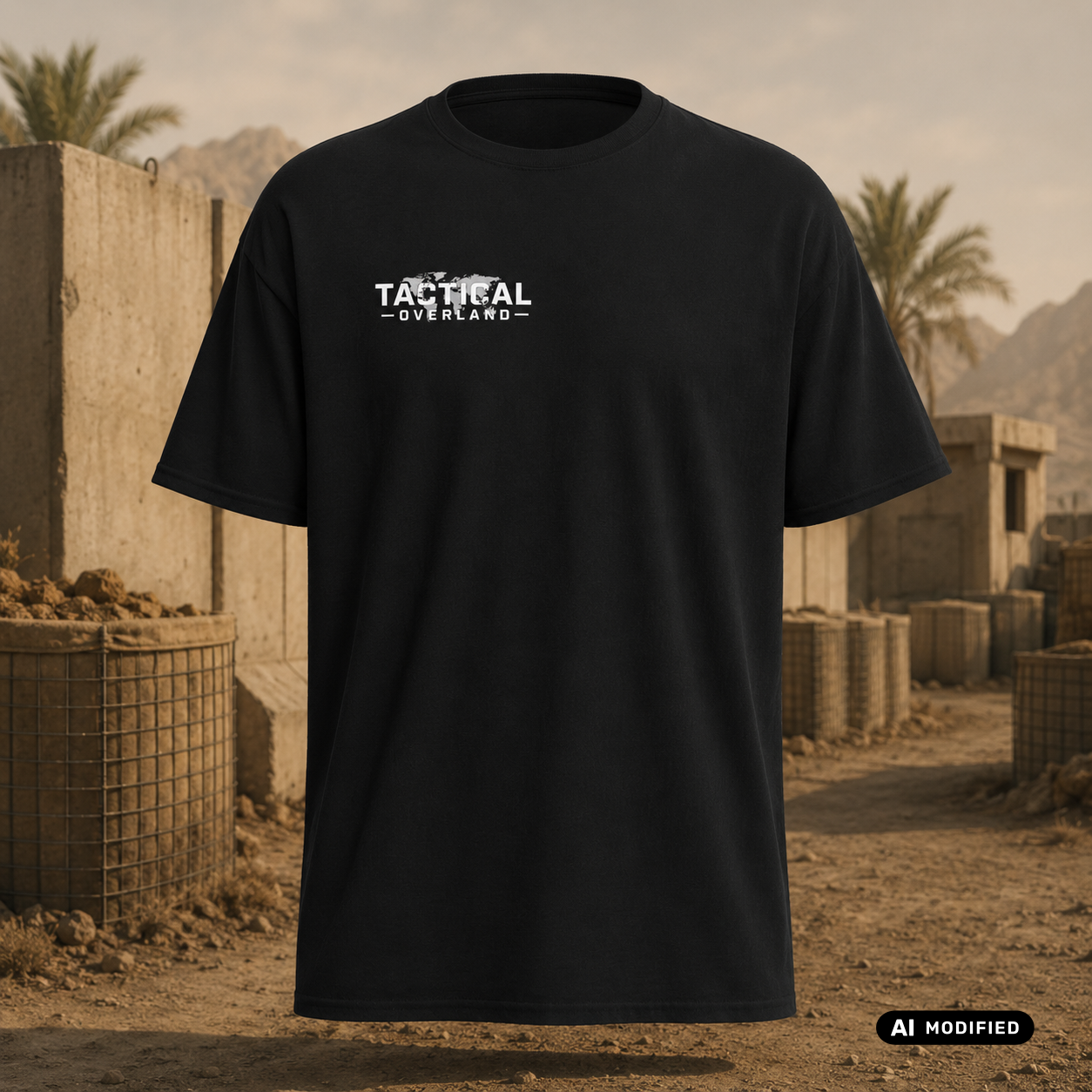 EU AI label - "Stacheldraht und Palmen" Premium T-Shirt