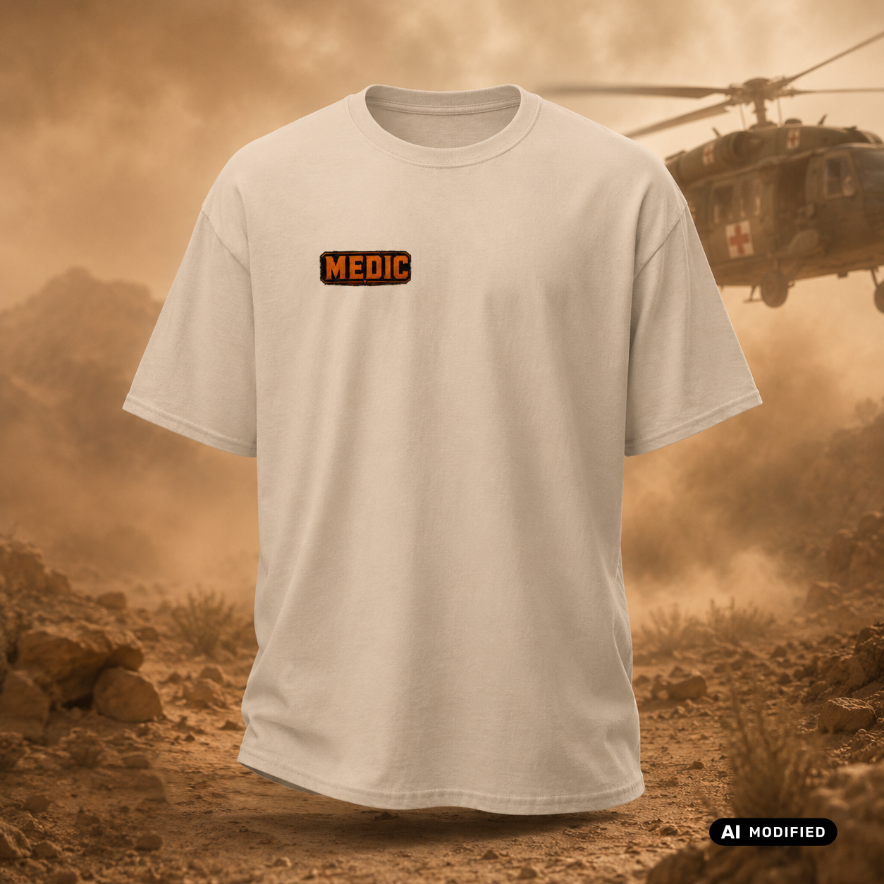 EU AI label - "Never look down on a Medic" Premium T-Shirt