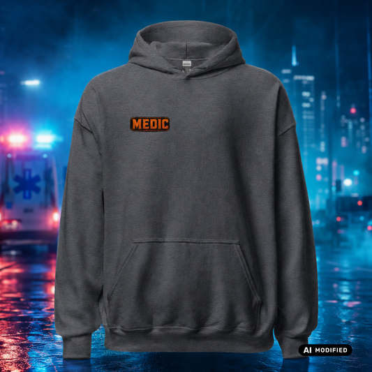 EU AI label - "Never look down on a Medic" Premium Hoodie