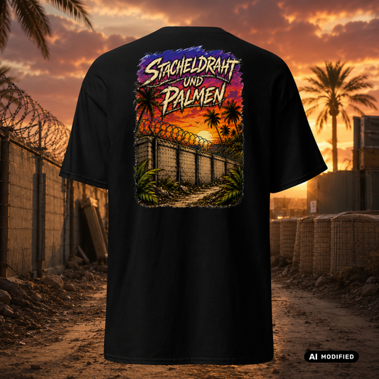 EU AI label - "Stacheldraht und Palmen" Premium T-Shirt