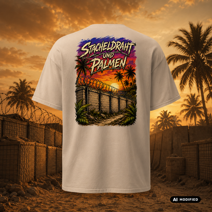 EU AI label - "Stacheldraht und Palmen" Premium T-Shirt